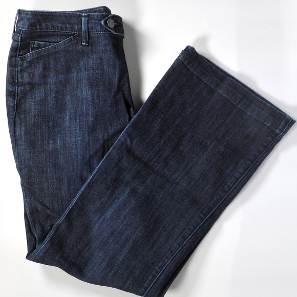 Eddie Bauer Womens Sz 8 Curvy Denim Jean Trouser Dark Wash Low Rise Tab-Front - Picture 7 of 7